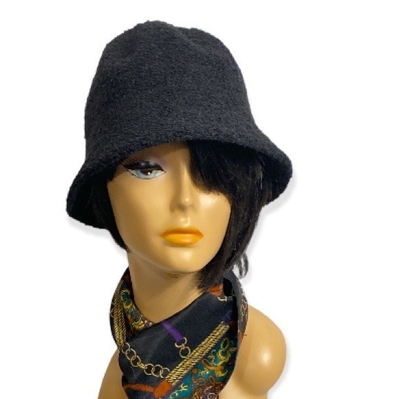 Bucket Hat Wool Blend Black Soft Textured OS unisex - Picture 5 of 10